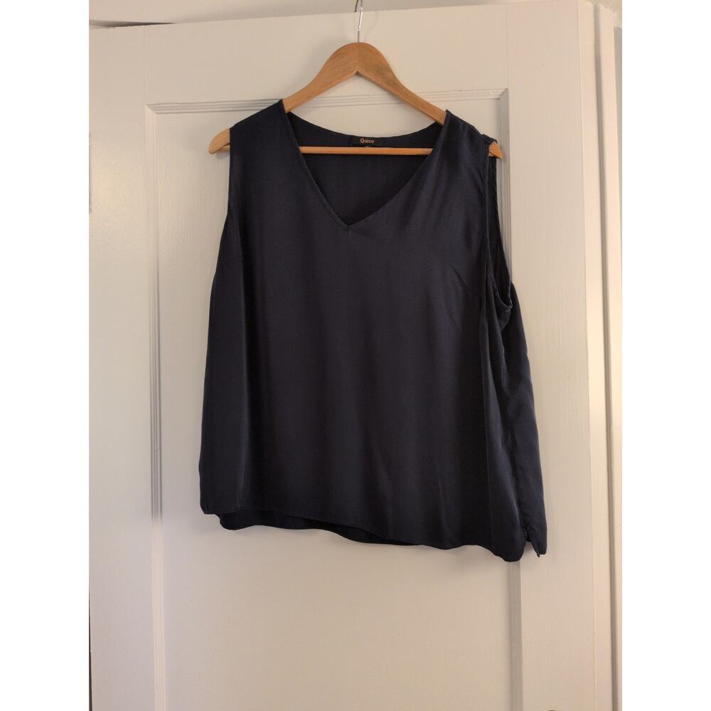 Quince stretch silk shell 2x Navy